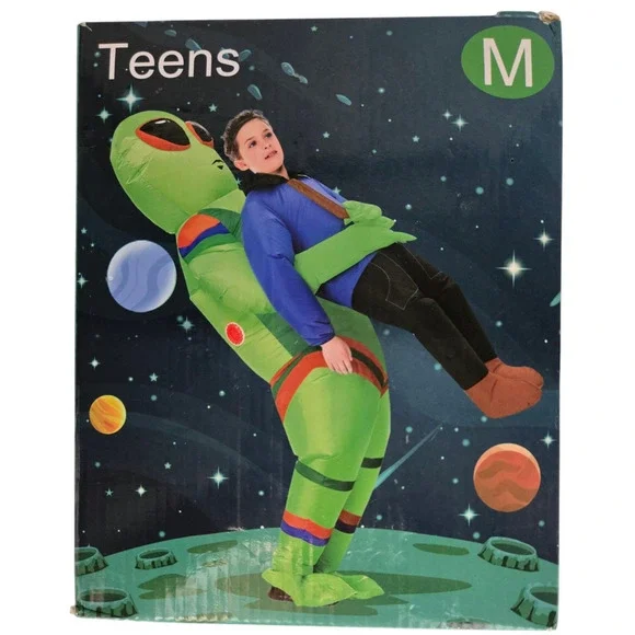 Kids Teens Inflatable Alien Costume Blow Up Pick Me Up Suit Halloween 4.6'-5.3' - Picture 7 of 8